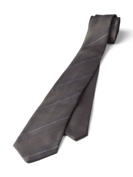 Žakárová hedvábná kravata Prada šedá