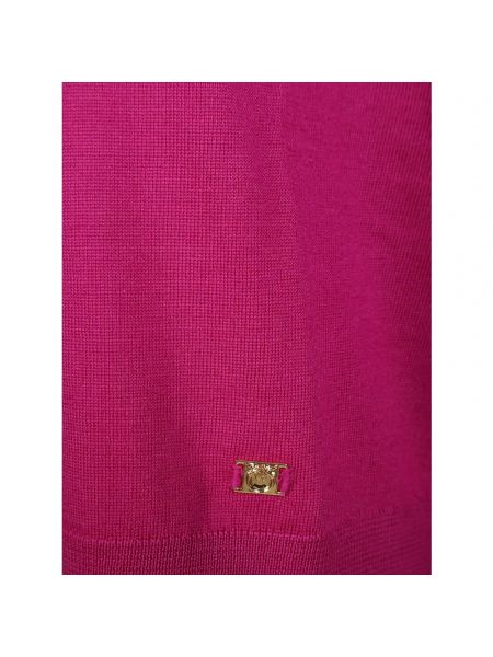 Jersey cuello alto con cuello alto con volantes de tela jersey Pinko rosa