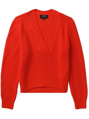 Пуловер с v-образно деколте A.p.c. оранжево