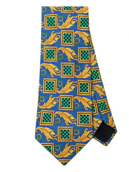 Jedwabny krawat Versace Pre-owned niebieski