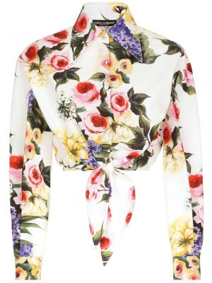 Raštuota gėlėta medvilninė marškiniai Dolce & Gabbana