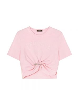 Haftowana koszulka Versace różowa