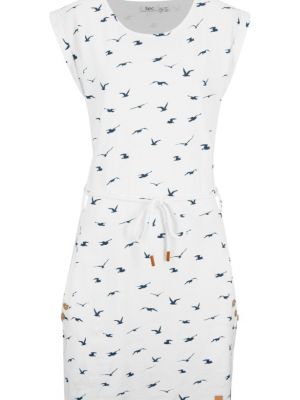 Платье-рубашка с принтом с коротким рукавом Bpc Bonprix Collection белое