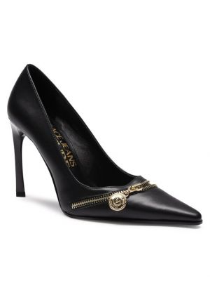 Полуотворени обувки с ток с ток Versace Jeans Couture черно