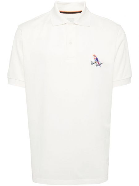 Памучна поло тениска бродирана Paul Smith бяло