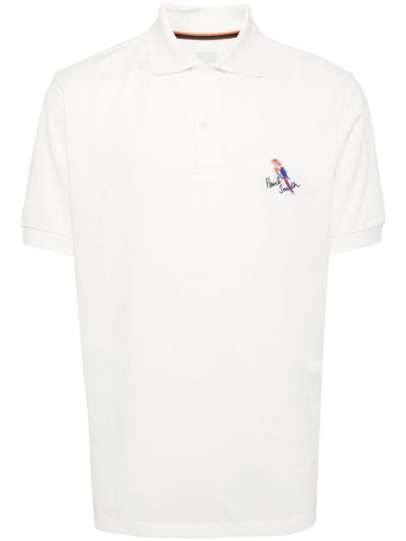 Tricou polo cu broderie din bumbac Paul Smith alb