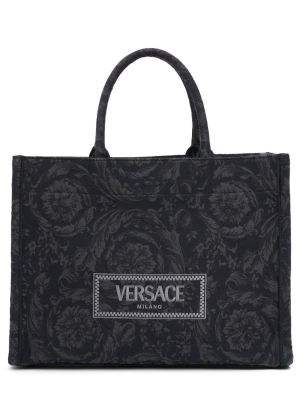 Bolso shopper de tejido jacquard Versace negro