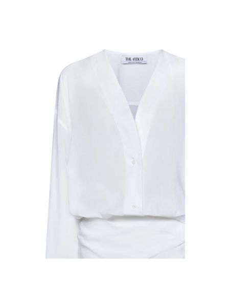Mini vestido de muselina con botones con escote v The Attico blanco