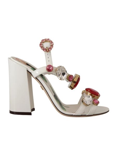 Sandały z nadrukiem z kryształkami Dolce And Gabbana białe