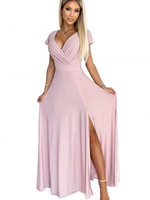 Розовое длинное платье со стразами Numoco