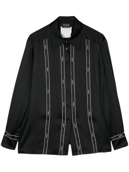 Svilena srajca Chanel Pre-owned črna