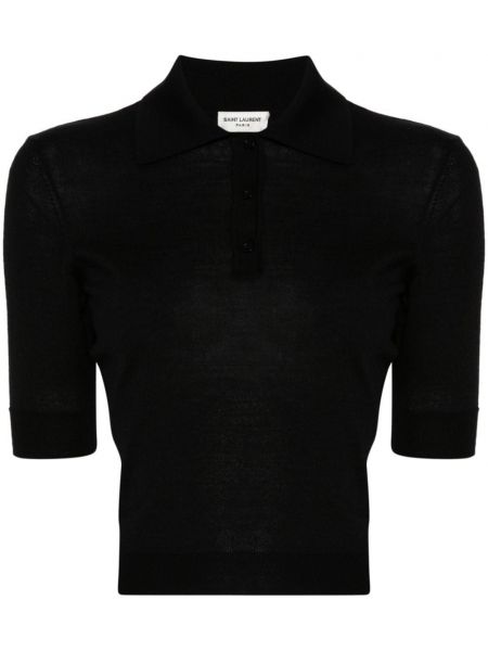 Poloshirt med broderier Saint Laurent sort