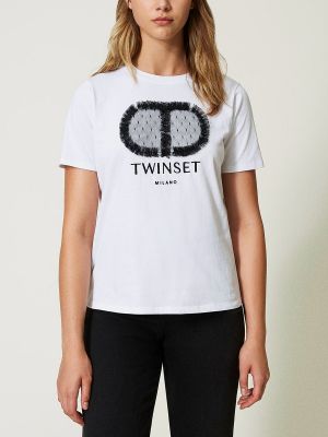 Camiseta de encaje Twinset blanco