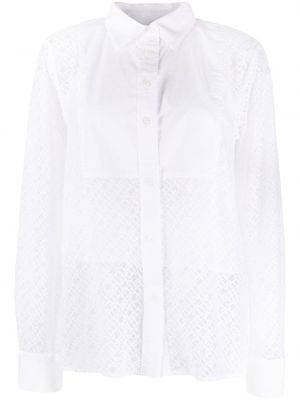 Csipkés átlátszó pamut ing Tommy Hilfiger fehér