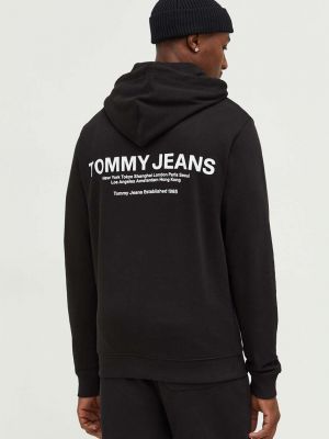 Pamut kapucnis melegítő felső Tommy Jeans fekete