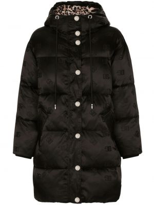 Палто с качулка с принт Dolce & Gabbana черно