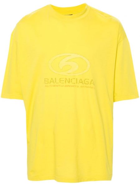 Bombažna srajca s potiskom Balenciaga rumena
