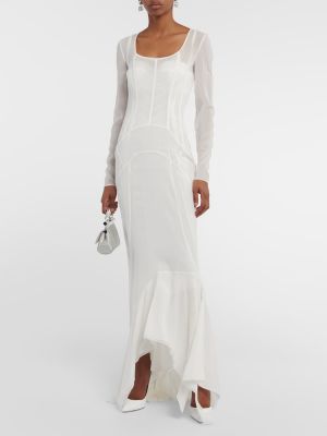 Selyem átlátszó selyem hosszú ruha Dolce & Gabbana fehér