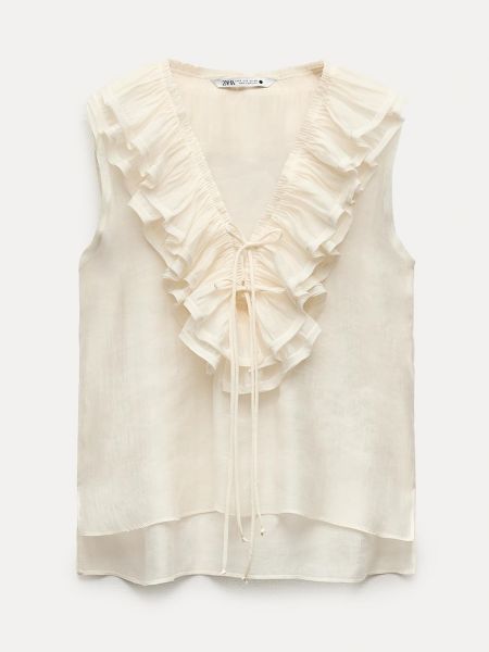 Блузка с рюшами Zara белая