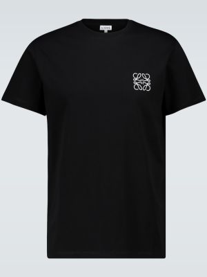 Bavlněné tričko s výšivkou Loewe černé