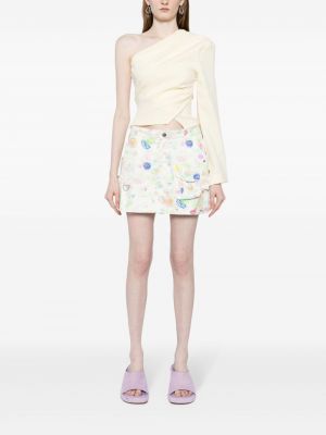 Květinové bavlněné mini sukně s potiskem Collina Strada bílé