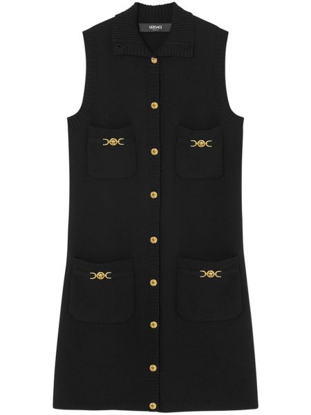 Dzianinowa prosta sukienka Versace czarna