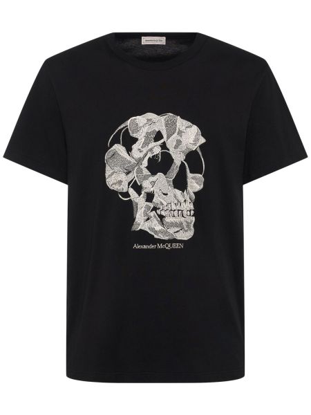 T-shirt di cotone con stampa Alexander Mcqueen nero