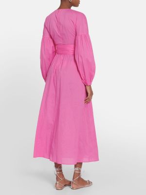Pamučna maksi haljina Marysia ružičasta
