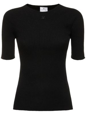 Памучен вълнен пуловер Courreges черно