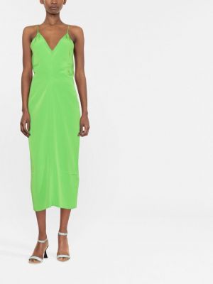 Midi šaty s výstřihem do v Victoria Beckham zelené