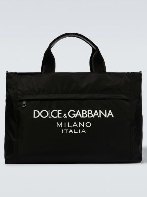 Dabīgās ādas soma neilona Dolce & Gabbana melns