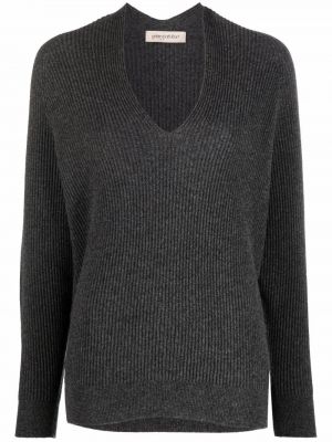 Кашмирен пуловер с v-образно деколте Gentry Portofino сиво