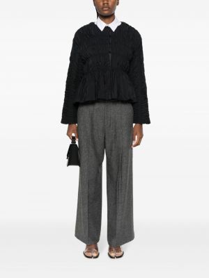 Kalhoty relaxed fit se vzorem rybí kosti Yohji Yamamoto šedé