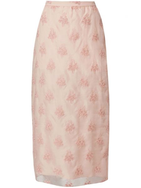 Svilena suknja pencil s cvjetnim printom Erdem ružičasta
