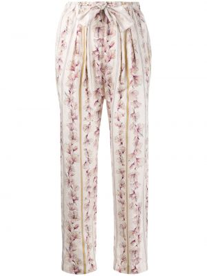 Pantalones rectos de flores con estampado Forte Forte rosa