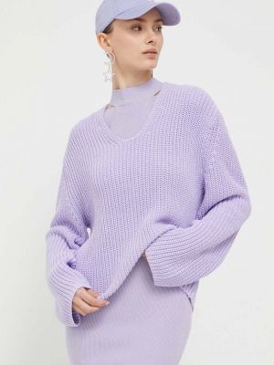 Sweter bawełniany Hugo fioletowy