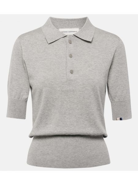 Tricou polo din cașmir din bumbac Extreme Cashmere gri