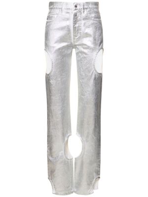 Bavlněné džíny Off-white stříbrné