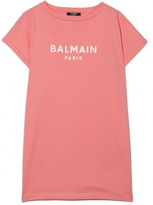 Trykt bomull t-skjorte for jenter Balmain Kids rosa