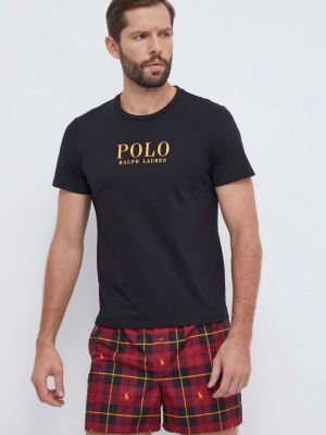 Памучна пижама с принт Polo Ralph Lauren черно