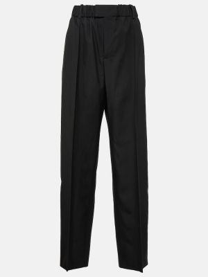 Vlněné rovné kalhoty Bottega Veneta černé