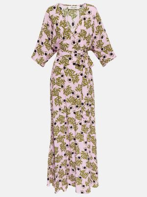 Viskózové dlouhé šaty s potiskem Diane Von Furstenberg - růžová
