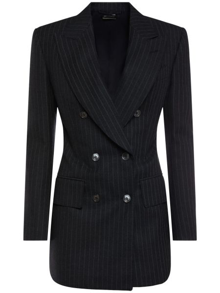 Flannel stribet uld blazer Tom Ford grå