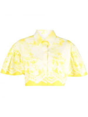 Блуза с принт с дантела Msgm жълто