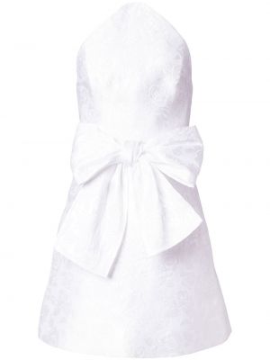 Nylonowe sukienka koktajlowa z kokardką na zamek Carolina Herrera - biały