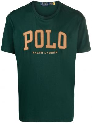 Kokvilnas polo krekls ar rāvējslēdzēju ar izšuvumiem Polo Ralph Lauren zaļš