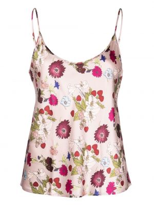 Trykt floral silke topp La Perla rosa