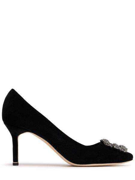 Pumps i sammet Manolo Blahnik svart