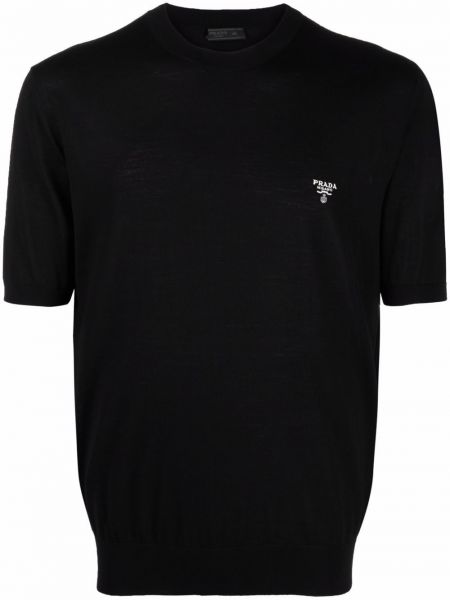 Camiseta con bordado Prada negro