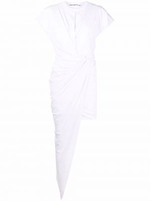 Vestido de noche asimétrico drapeado Alexander Wang blanco